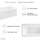 Voltaire 60" X 32" Right-Hand Drain Alcove Bathtub with Apron