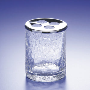 Round Crackled Glass Toothbrush Holder