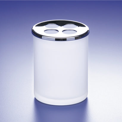 Rounded Frosted Crystal Glass Toothbrush Holder