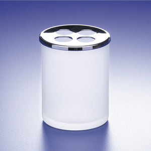 Rounded Frosted Crystal Glass Toothbrush Holder