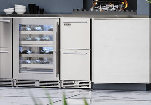 Perlick 15-Inch Signature Series Outdoor Built-In Counter Depth Drawer Refrigerator with 2.8 cu. ft. Capacity in Stainless Steel (HP15RM-4-6)