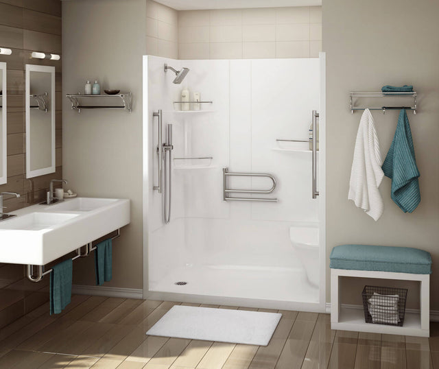 MAAX 107003-2-000-001 ALLIA SH-6034 Acrylic Alcove Center Drain One-Piece Shower in White