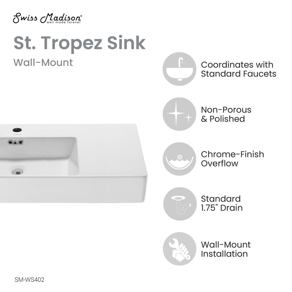 St. Tropez 30" Right Side Faucet Wall-Mount Bathroom Sink