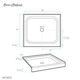 Voltaire 42 x 36 Acrylic White, Single-Threshold, Center Drain, Shower Base