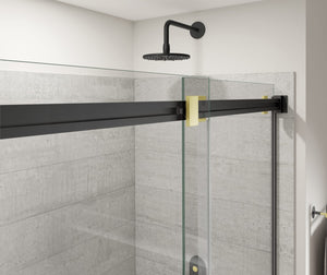 MAAX 136955-810-380-000 Duel Alto 56-59 X 78 in. 8mm Bypass Shower Door for Alcove Installation with GlassShield® glass in Matte Black & Brushed Gold