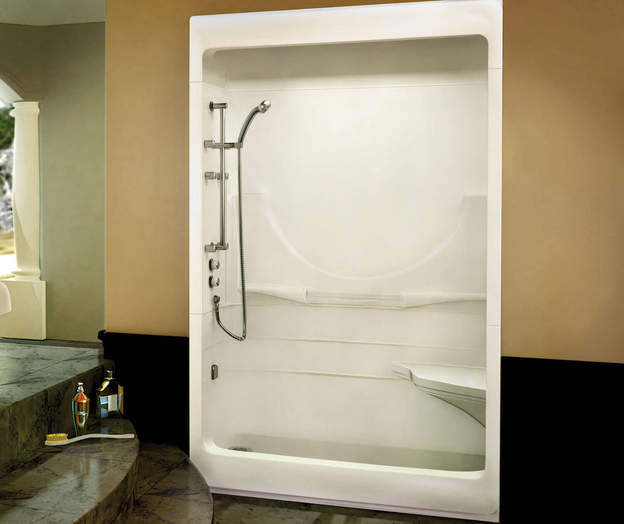 MAAX 101150-000-001-102 Allegro I 59 x 33 Acrylic Alcove Left-Hand Drain Three-Piece Shower in White