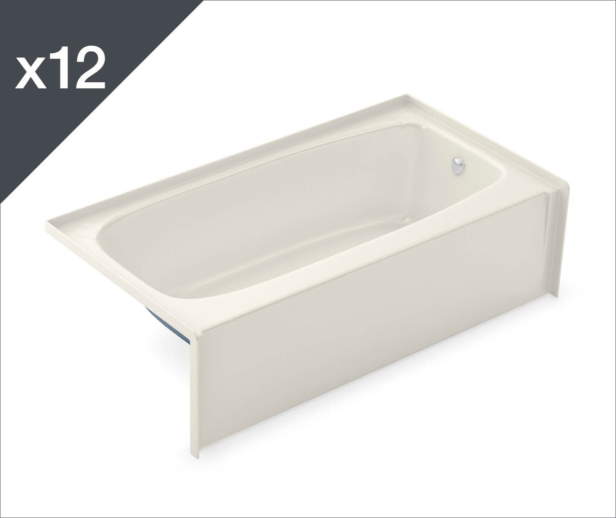 Aker TO-3060 AFR AcrylX Alcove Right-Hand Drain Bath in Biscuit