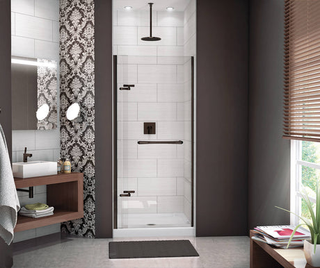 MAAX 136676-900-173-000 Reveal 71 32 ½-35 ½ x 71 ½ in. 8mm Pivot Shower Door for Alcove Installation with Clear glass in Dark Bronze