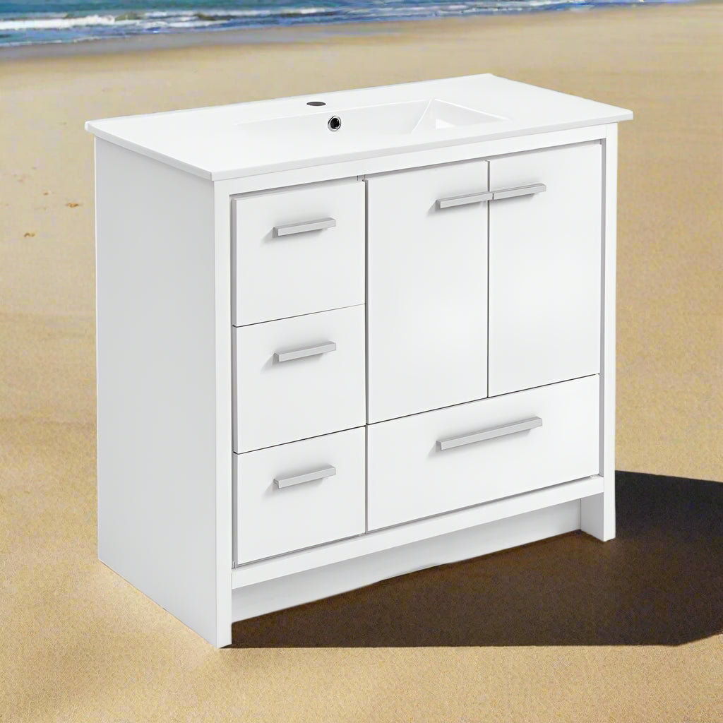 Virage 36 Freestanding, Bathroom Vanity in Glossy White