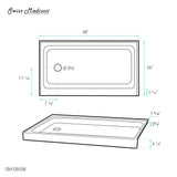 Voltaire 48" x 36" Acrylic White, Single-Threshold, Left Drain, Shower Base