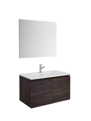 DAX Malibu Engineered Wood and Porcelain Onix Basin with Vanity Cabinet, 32", Wenge DAX-MAL013213-ONX