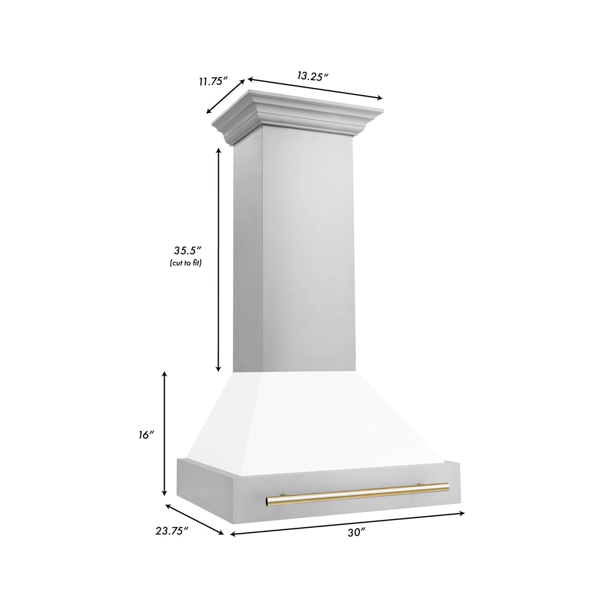 ZLINE Autograph Edition 30 in. Stainless Steel Range Hood with White Matte Shell and Accents (8654STZ-WM30)