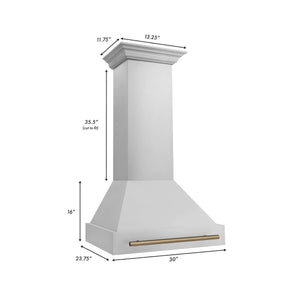 ZLINE Autograph Edition 30 in. Kitchen Package with Stainless Steel Dual Fuel Range, Range Hood, Dishwasher and Refrigerator with Champagne Bronze Accents (4KAPR-RARHDWM30-CB)
