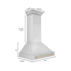 ZLINE Autograph Edition 36 in. Kitchen Package with Stainless Steel Dual Fuel Range, Range Hood, Dishwasher and Refrigerator with Polished Gold Accents (4KAPR-RARHDWM36-G)