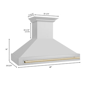 ZLINE Autograph Edition 48 in. Kitchen Package with Stainless Steel Dual Fuel Range and Range Hood with Polished Gold Accents (2AKP-RARH48-G)