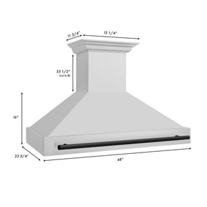 ZLINE Autograph Edition 48 in. Kitchen Package with Stainless Steel Dual Fuel Range and Range Hood with Matte Black Accents (2AKP-RARH48-MB)