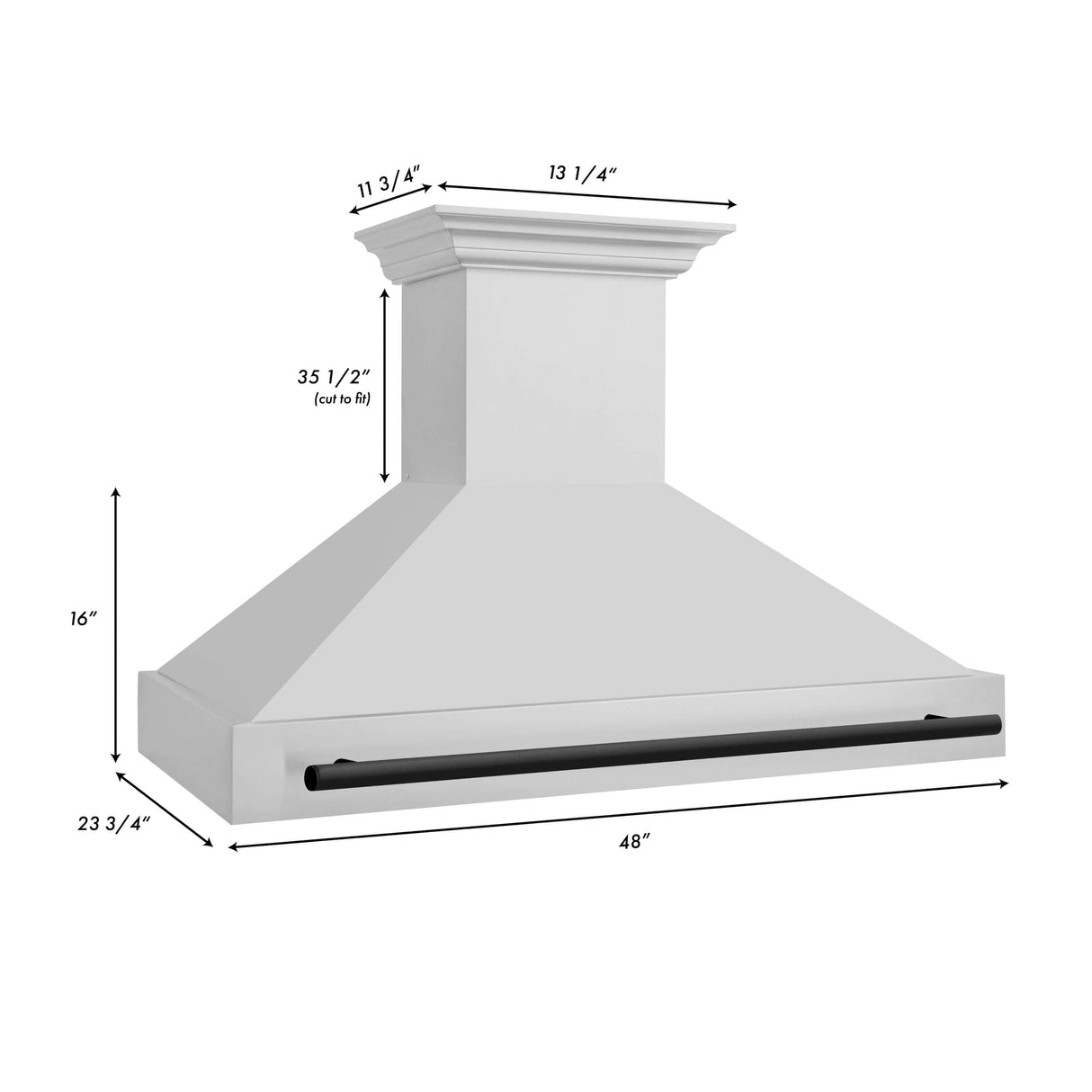 ZLINE Autograph Edition 48 in. Stainless Steel Range Hood with Stainless Steel Shell and Matte Black Handle (8654STZ-48-MB)