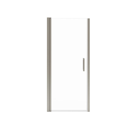 MAAX 138265-900-305-101 Manhattan 33-35 x 68 in. 6 mm Pivot Shower Door for Alcove Installation with Clear glass & Square Handle in Brushed Nickel