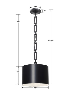 Brian Patrick Flynn for Crystorama Alston 1 Light Matte Black + White Mini Pendant 8683-MK-WH