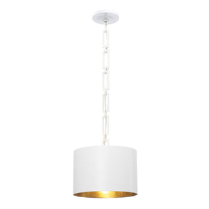 Brian Patrick Flynn for Crystorama Alston 1 Light Matte White + Antique Gold Mini Pendant 8683-MT-GA