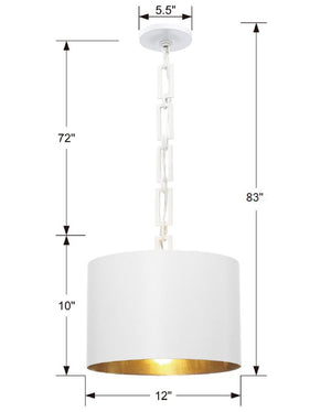 Brian Patrick Flynn for Crystorama Alston 1 Light Matte Black + White Mini Pendant 8683-MK-WH