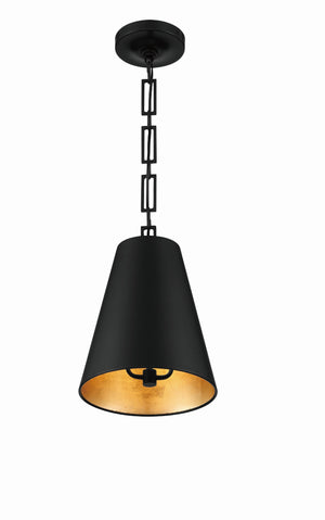 Brian Patrick Flynn for Crystorama Alston 2 Light Matte Black + Antique Gold Mini Pendant 8685-MK-GA