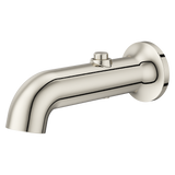 Modern Round Push Button Divertering Tub Spout in Polished Nickel