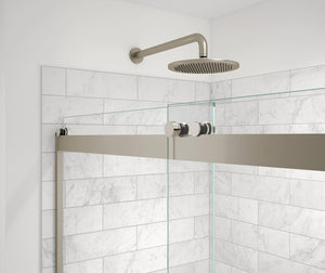 MAAX 136691-900-305-000 Revelation Round 56-59 in. x 70 ½-73 in. 6 mm Bypass Shower Door for Alcove Installation with Clear glass in Brushed Nickel