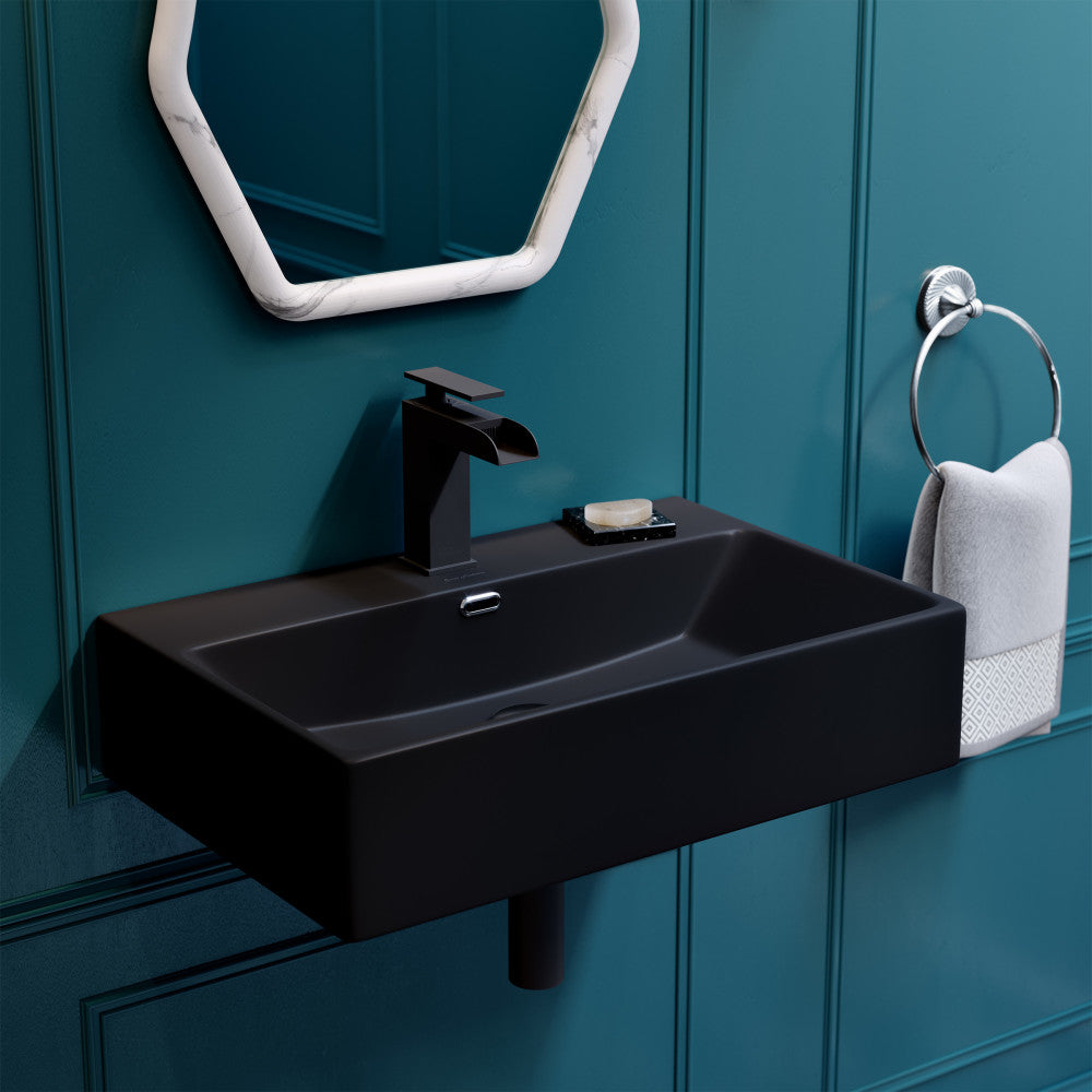Claire 24" Rectangle Wall-Mount Bathroom Sink in Matte Black