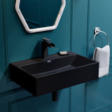 Claire 24" Rectangle Wall-Mount Bathroom Sink in Matte Black