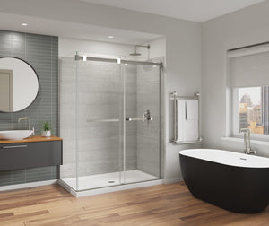 MAAX 136955-810-290-000 Duel Alto 56-59 X 78 in. 8mm Bypass Shower Door for Alcove Installation with GlassShield® glass in Brushed Nickel & Matte White