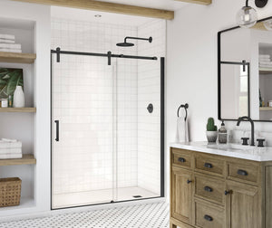 MAAX 137681-900-340-000 Outback 55 ¼ - 58 ½ x 70 ½ in. 8mm Sliding Shower Door for Alcove Installation with Clear glass in Matte Black