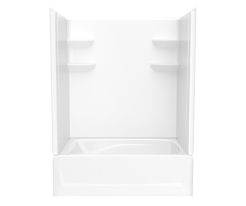 Swanstone VP6042CTS2L/R 60 x 42 Solid Surface Alcove Right Hand Drain Four Piece Tub Shower in White VP6042CTS2R.010