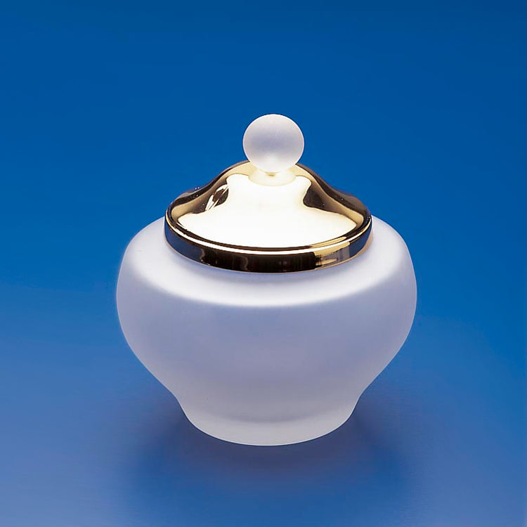 Rounded Frosted Crystal Glass Cotton Ball Jar