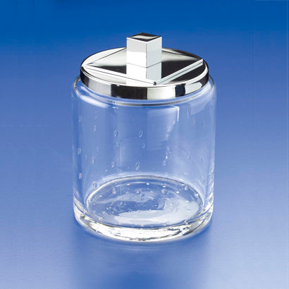 Round Bubbled Crystal Glass Cotton Ball Jar