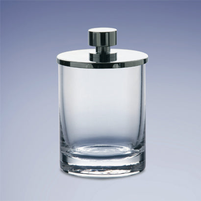 Round Clear Glass Cotton Swab Jar