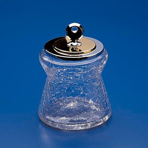 Crackled Crystal Glass Cotton Balls Jar with Metal Cover