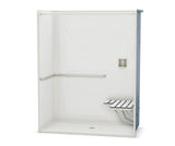 MAAX 106037-000-002-104 OPS-6030 - ADA Grab Bar and Seat AcrylX Alcove Center Drain One-Piece Shower in White