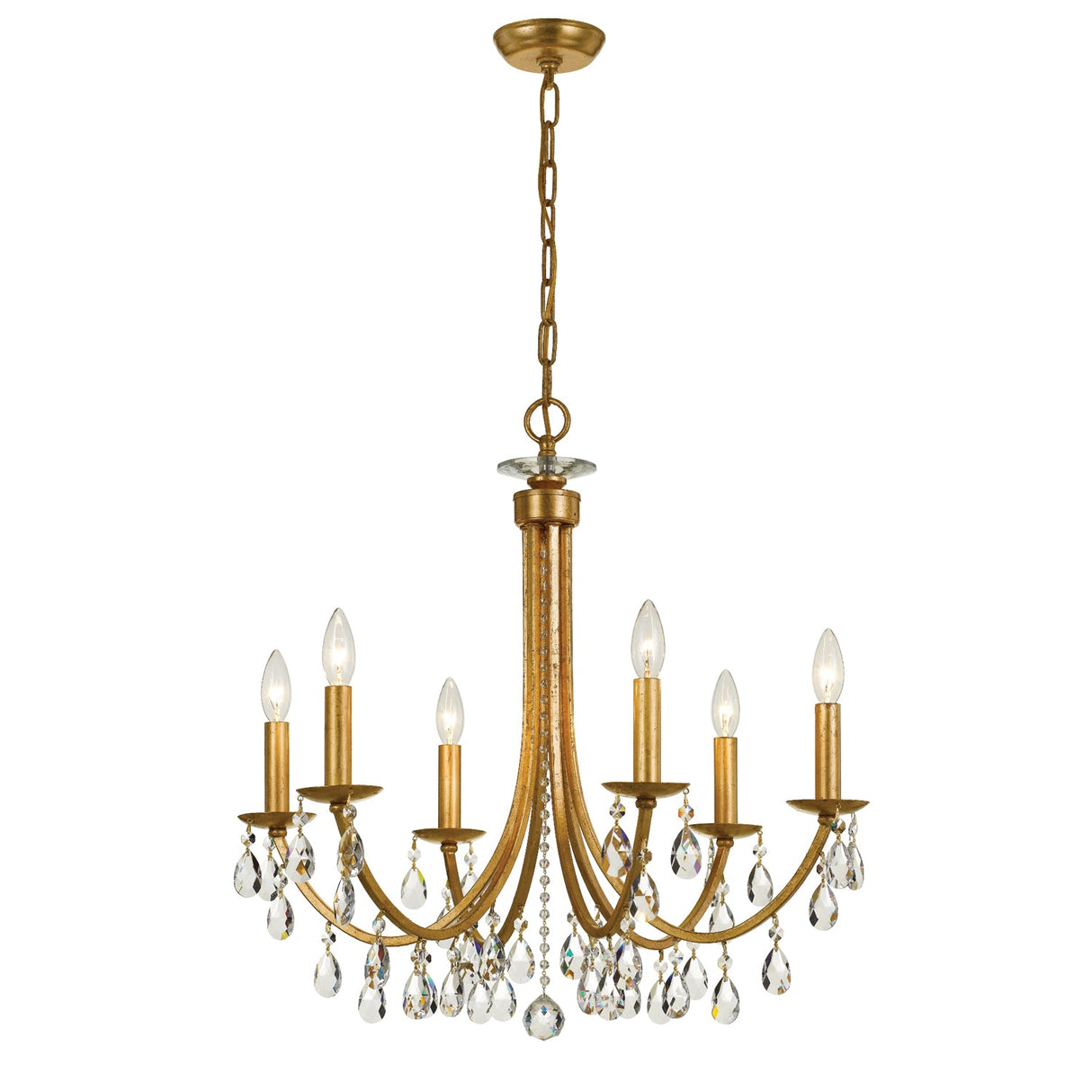 Bridgehampton 6 Light Swarovski Strass Crystal Antique Gold Chandelier 8826-GA-CL-S