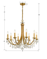 Bridgehampton 8 Light Hand Cut Crystal Antique Gold Chandelier 8828-GA-CL-MWP