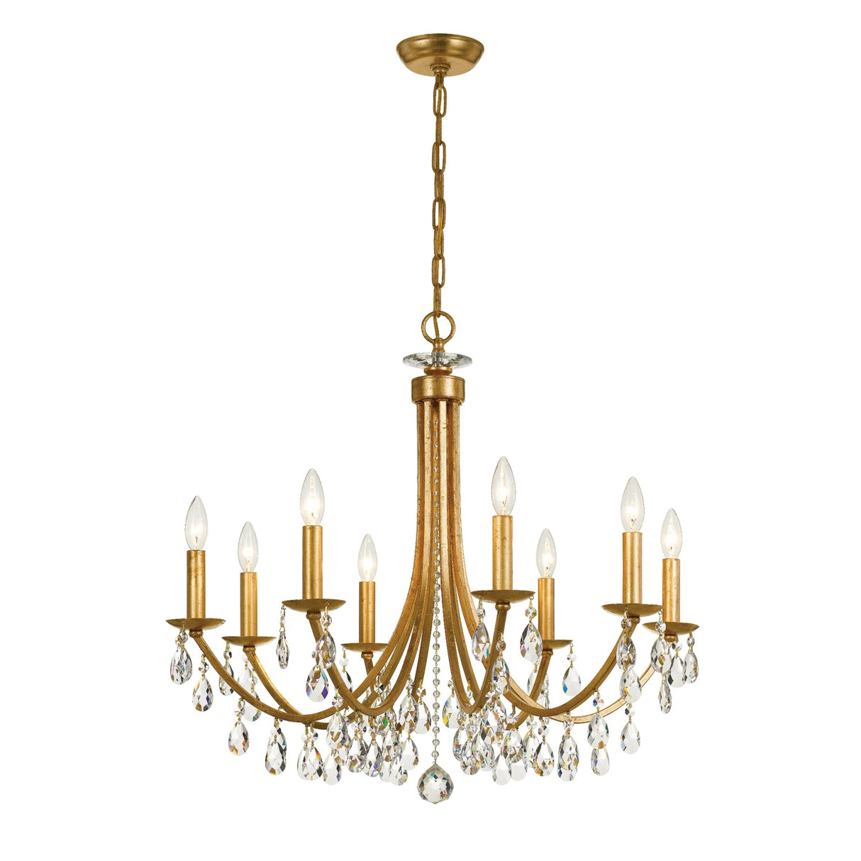 Bridgehampton 8 Light Swarovski Strass Crystal Antique Gold Chandelier 8828-GA-CL-S