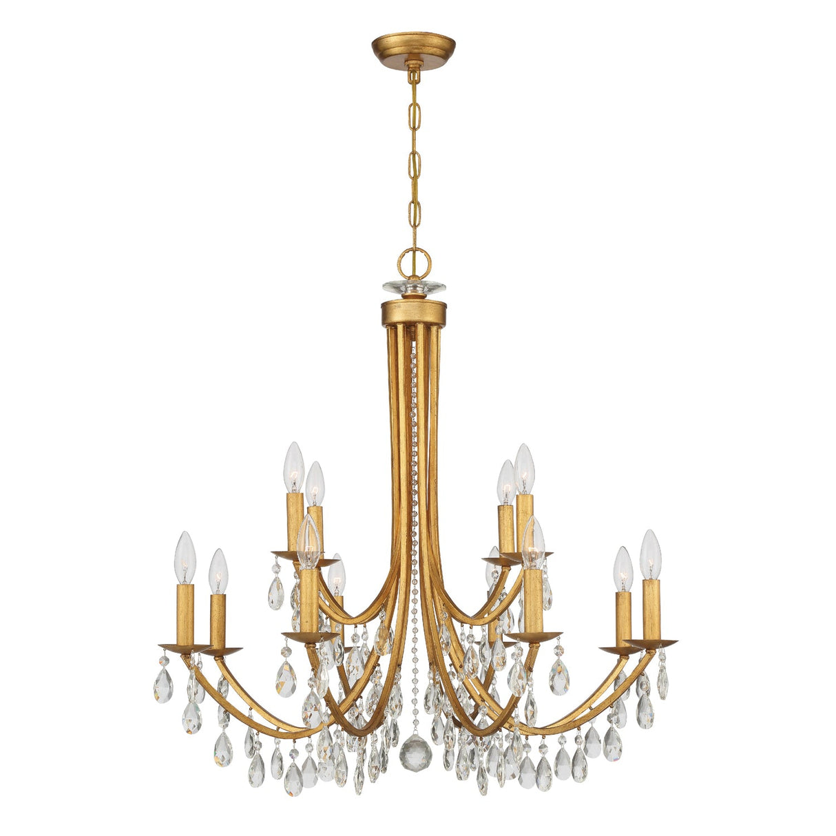 Bridgehampton 12 Light Hand Cut Crystal Antique Gold Chandelier 8829-GA-CL-MWP