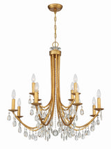 Bridgehampton 12 Light Hand Cut Crystal Antique Gold Chandelier 8829-GA-CL-MWP