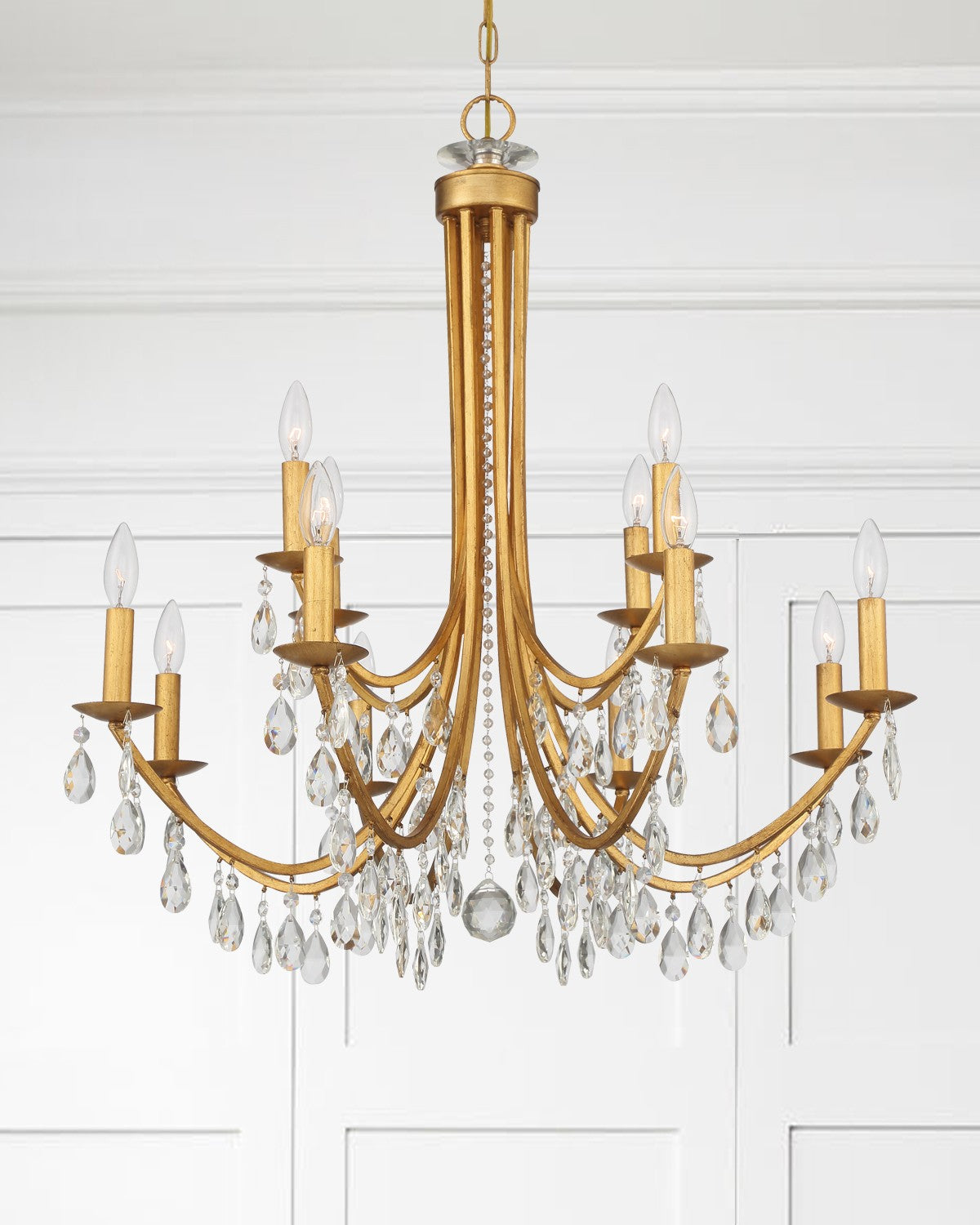 Bridgehampton 12 Light Hand Cut Crystal Antique Gold Chandelier 8829-GA-CL-MWP