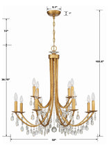 Bridgehampton 12 Light Hand Cut Crystal Antique Gold Chandelier 8829-GA-CL-MWP