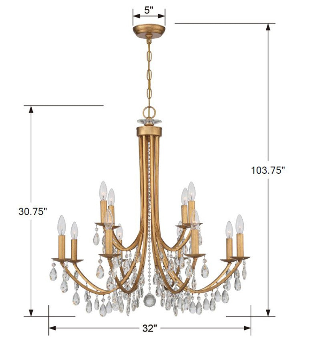 Bridgehampton 12 Light Hand Cut Crystal Polished Chrome Chandelier 8829-CH-CL-MWP