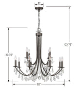 Bridgehampton 12 Light Hand Cut Crystal Polished Chrome Chandelier 8829-CH-CL-MWP