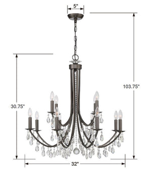 Bridgehampton 12 Light Hand Cut Crystal Polished Chrome Chandelier 8829-CH-CL-MWP