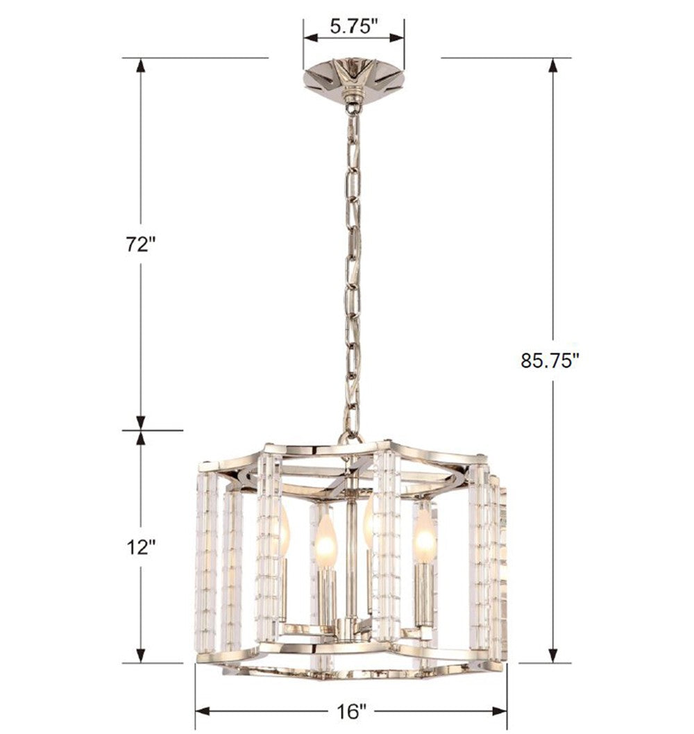 Carson 4 Light Polished Nickel Mini Chandelier 8854-PN