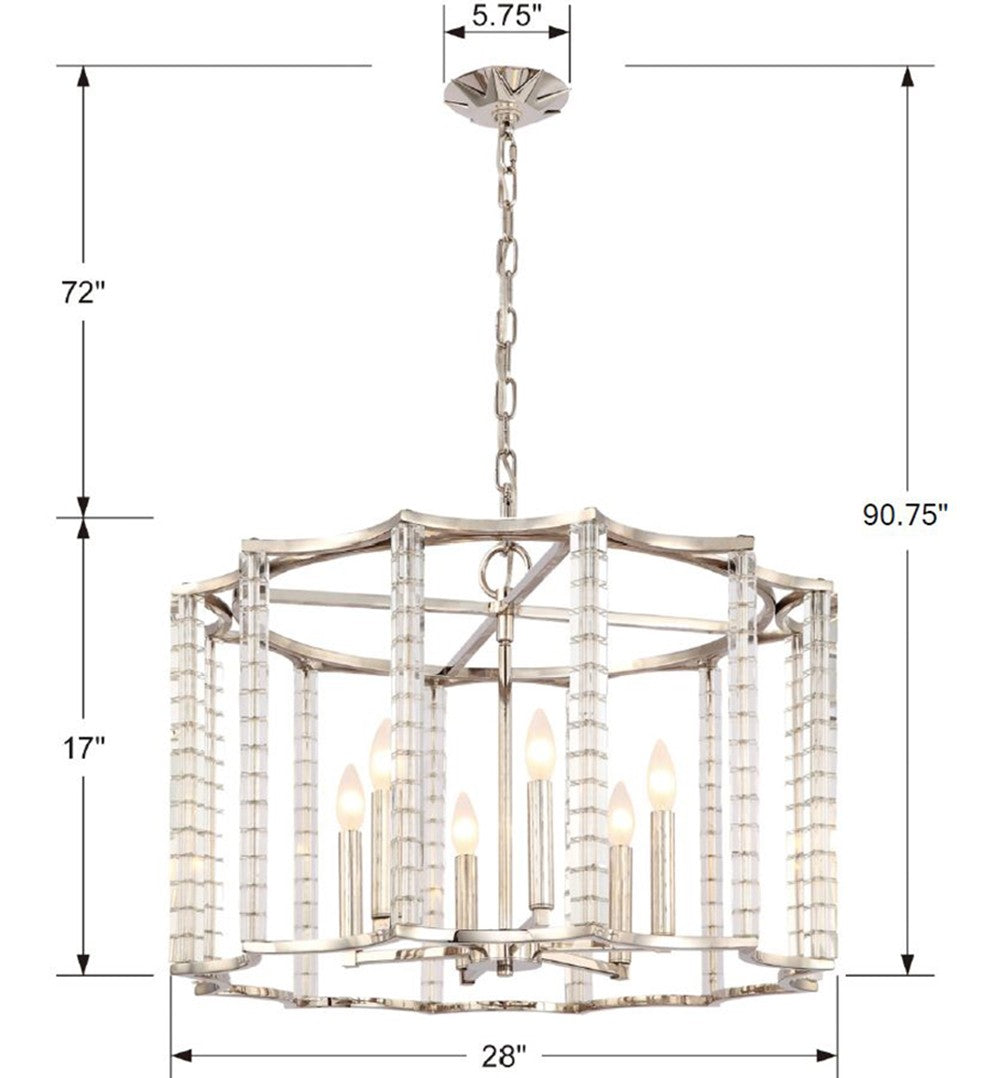 Carson 6 Light Polished Nickel Chandelier 8856-PN